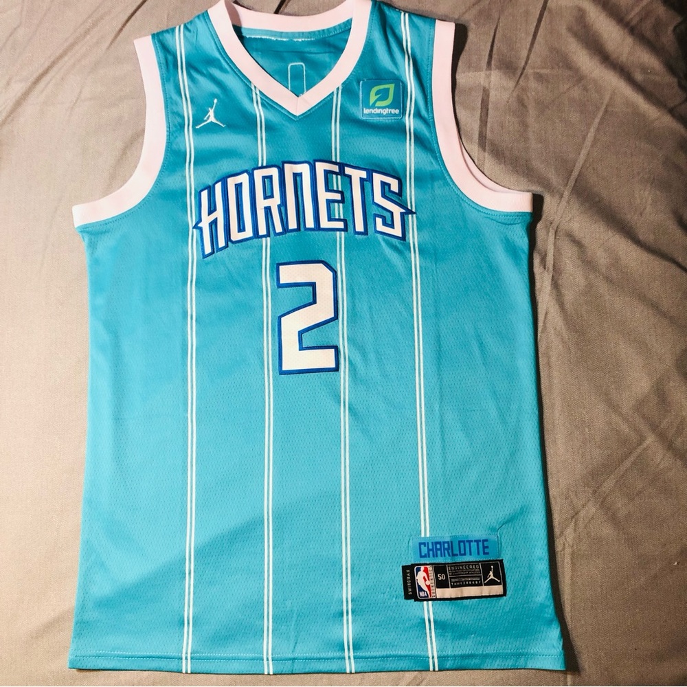 🔥Teal Jordan Swingman Charlotte Hornets Lamelo Ball Jersey Size 50 Men’s NBA🔥